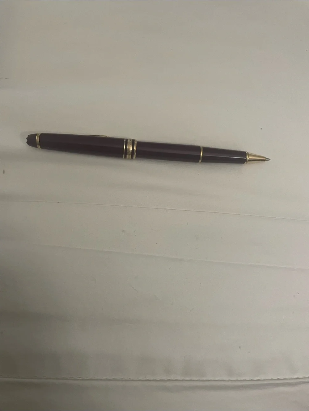 Montblanc Burgundy and Gold Pen.